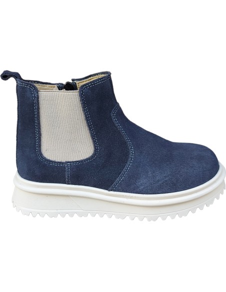 BOTA UNISEX AZUL PIEL VUELTA