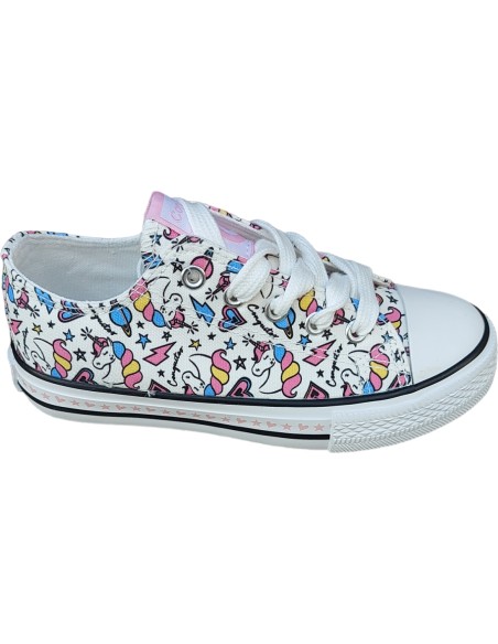 DEPORTIVAS NIÑA UNICORNIO BLANCO LONA