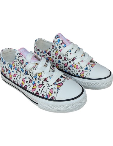 DEPORTIVAS NIÑA UNICORNIO BLANCO LONA