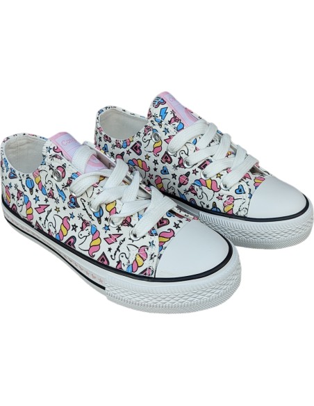 DEPORTIVAS NIÑA UNICORNIO BLANCO LONA