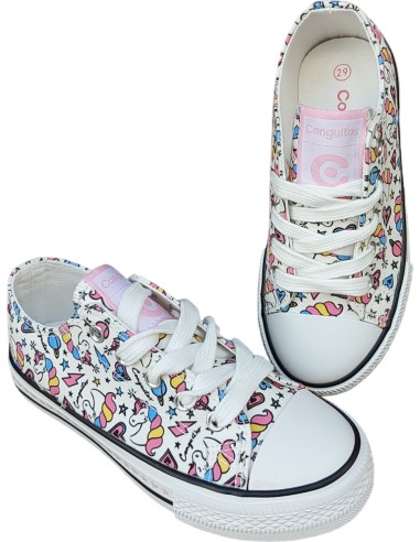 DEPORTIVAS NIÑA UNICORNIO BLANCO LONA