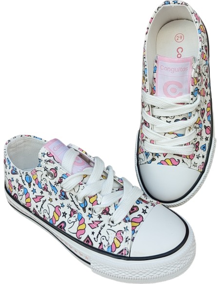 DEPORTIVAS NIÑA UNICORNIO BLANCO LONA