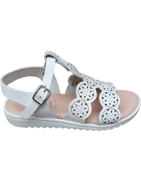SANDALIA BLANCA NIÑA PICADA LASER