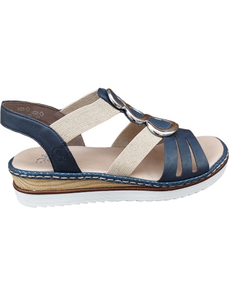 SANDALIA RIEKER BEIGE Y AZUL