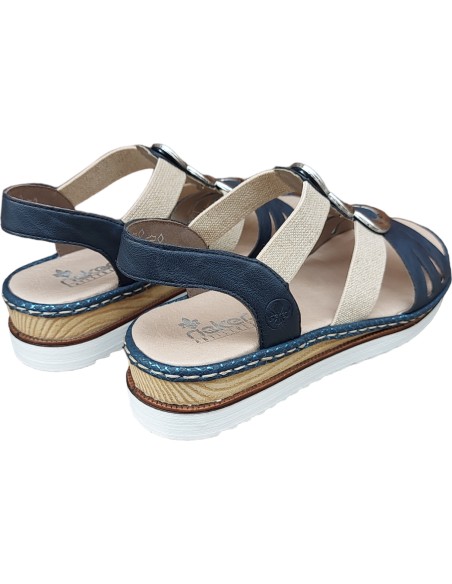 SANDALIA RIEKER BEIGE Y AZUL
