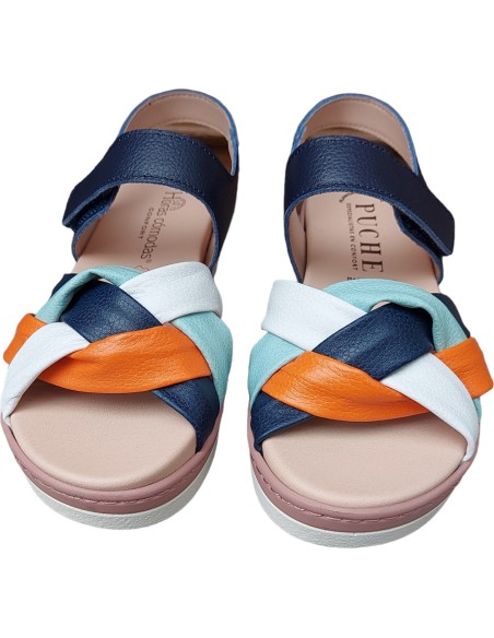SANDALIA COLORES TRENZADA CUÑA