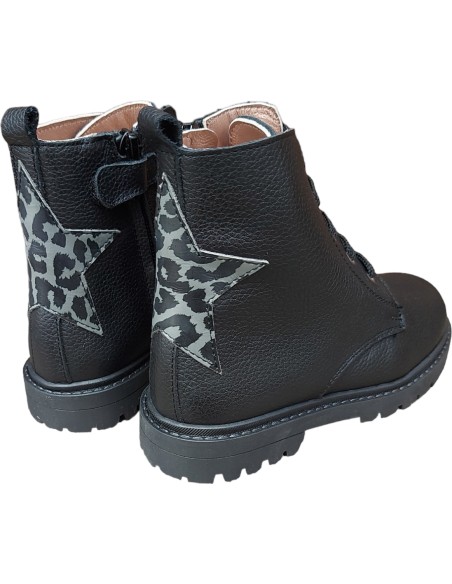 BOTA DE CORDÓN Y CREMALLERA ESTILO MILITAR PIEL