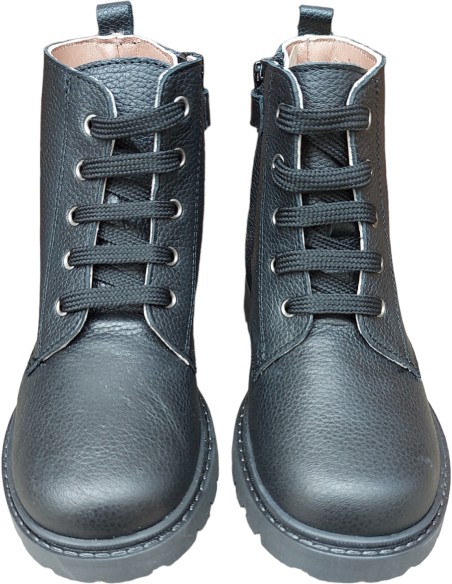 BOTA DE CORDÓN Y CREMALLERA ESTILO MILITAR PIEL