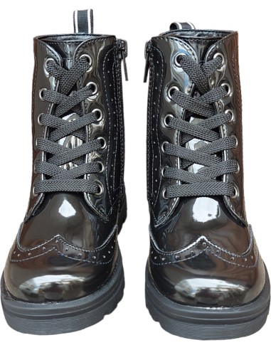 BOTINES  BRILLO NEGRO CONGUITOS