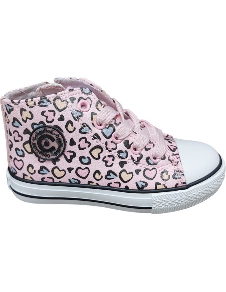 ZAPATILLAS  DE NIÑA ALTAS CORAZONES ROSA
