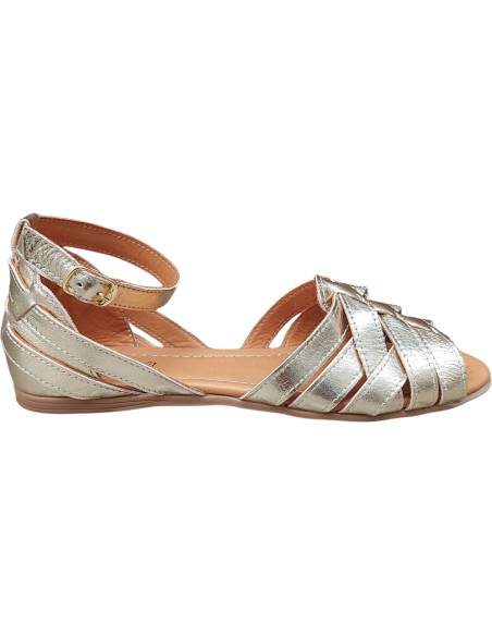 SANDALIA CORREA PIEL TIRAS ORO