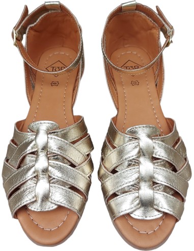 SANDALIA CORREA PIEL TIRAS ORO