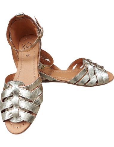 SANDALIA CORREA PIEL TIRAS ORO