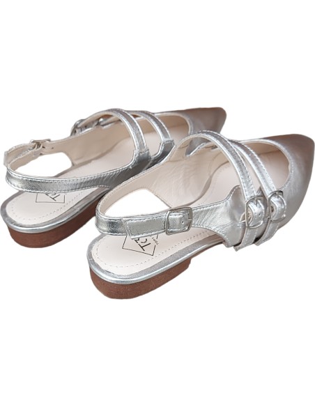 BAILARINA PIEL DESTALONADA PLATA