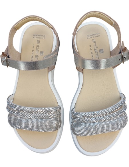 SANDALIA LAMINADA PLATA