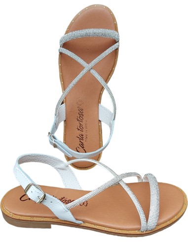 SANDALIA PLANA CRISTAL PLATA