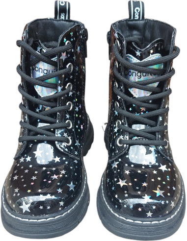 BOTAS DE CORDONES ESTRELLAS PLATA Y...