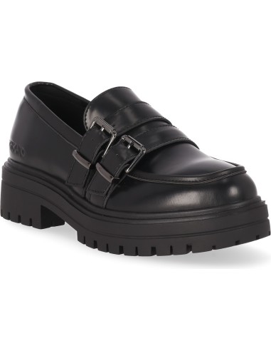 MOCASIN CON PLATAFORMA Y HEBILLAS NEGRO