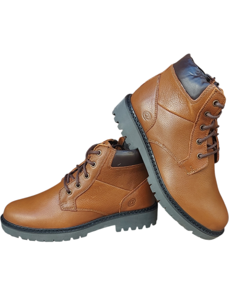 BOTÍN PIEL CON CORDÓN Y CREMALLERA LATERAL