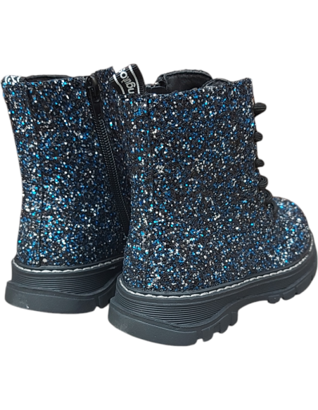 BOTA ESTILO MILITAR CON BRILLOS PARA NIÑA