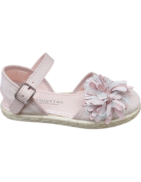 ALPARGATA DE LINO NUDE CON FLOR Y HEBILLA