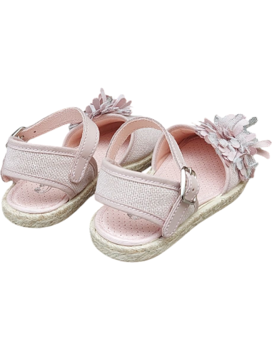 ALPARGATA DE LINO NUDE CON FLOR Y...