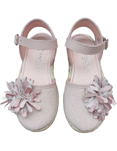 ALPARGATA DE LINO NUDE CON FLOR Y...