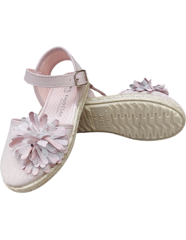 ALPARGATA DE LINO NUDE CON FLOR Y...