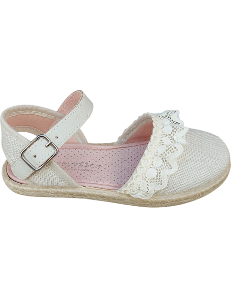 ALPARGATA DE LINO CON VOLANTE Y HEBILLA PARA NIÑA