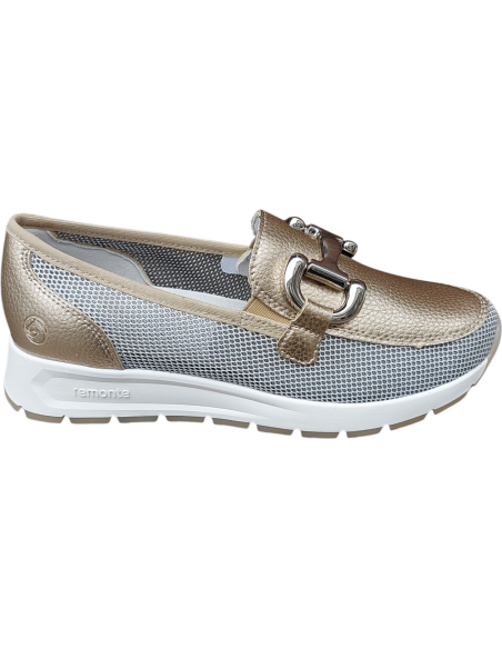 ZAPATO MOCASIN CON REJILLA DORADO REMONTE