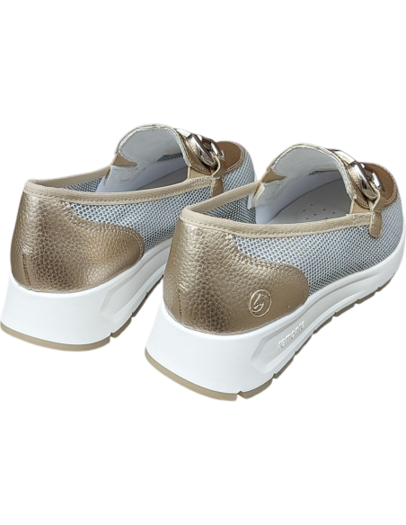 ZAPATO MOCASIN CON REJILLA DORADO REMONTE