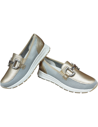 ZAPATO MOCASIN CON REJILLA DORADO...