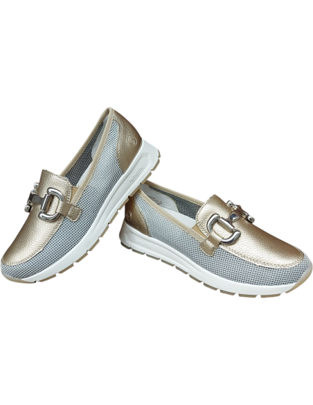 ZAPATO MOCASIN CON REJILLA DORADO REMONTE