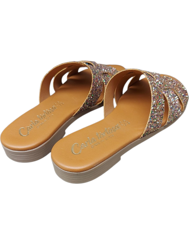 SANDALIA PLANA CON GLITTER