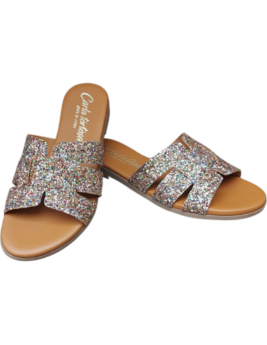 SANDALIA PLANA CON GLITTER