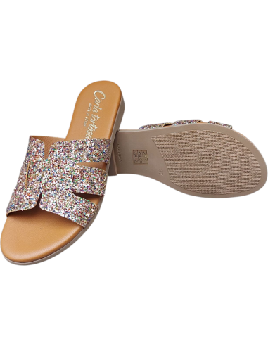 SANDALIA PLANA CON GLITTER