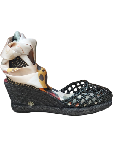 SANDALIA ALMA CON CUÑA ESPARTO NEGRA...