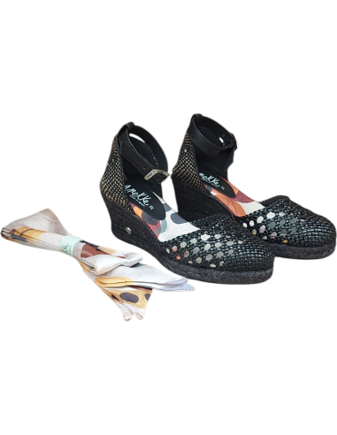 SANDALIA ALMA CON CUÑA ESPARTO NEGRA...