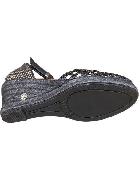 SANDALIA ALMA CON CUÑA ESPARTO NEGRA ANEKKE