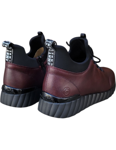 BOTÍN DE PIEL BAJO CON NEOPRENO GRANATE