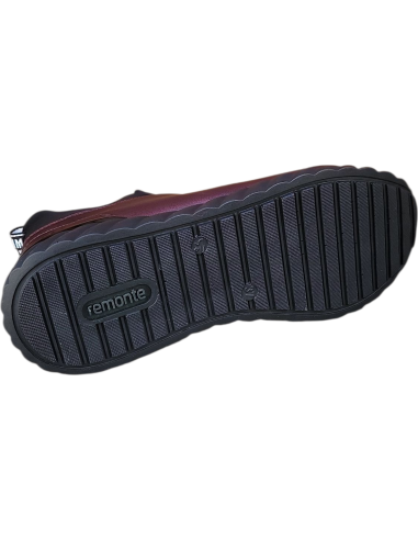 BOTÍN DE PIEL BAJO CON NEOPRENO GRANATE