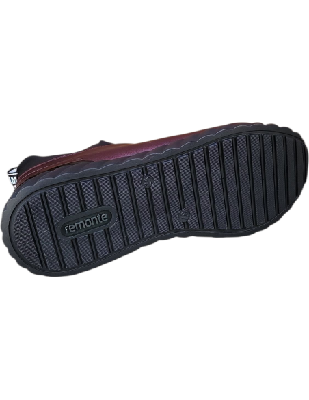 BOTÍN DE PIEL BAJO CON NEOPRENO GRANATE