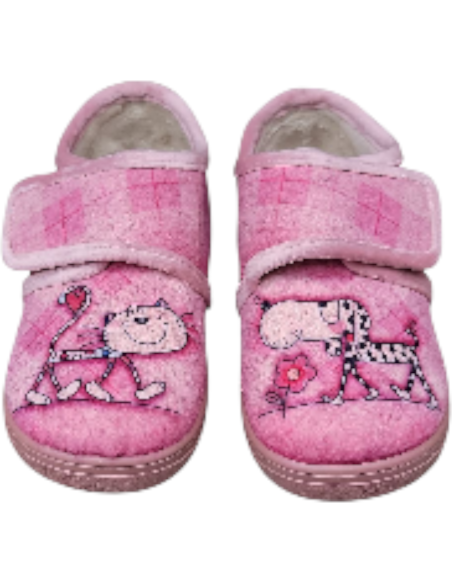 ZAPATILLA DE CASA ROSA PARA NIÑA CON VELCRO