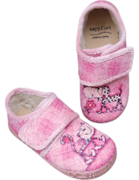 ZAPATILLA DE CASA ROSA PARA NIÑA CON VELCRO