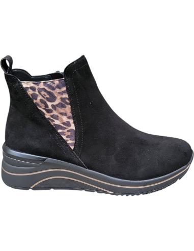 BOTIN RIEKER NEGRO ELASTICO ANIMAL PRINT