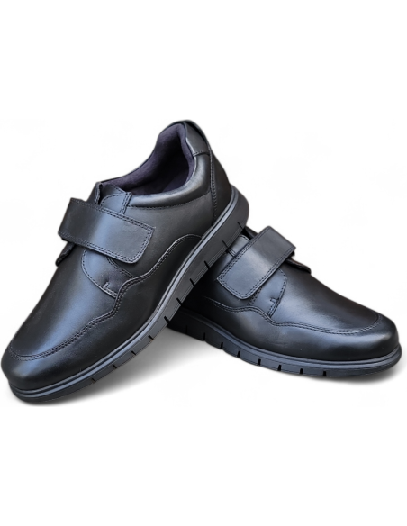 ZAPATO DE PIEL NEGRO CON VELCRO PARA HOMBRE