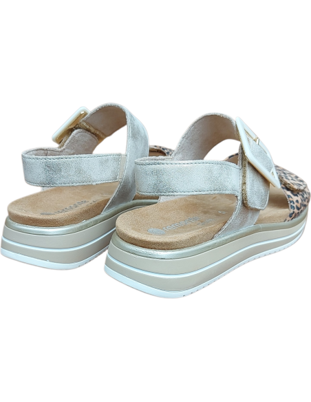 SANDALIA BEIG CON CINTA LEOPARDO REMONTE