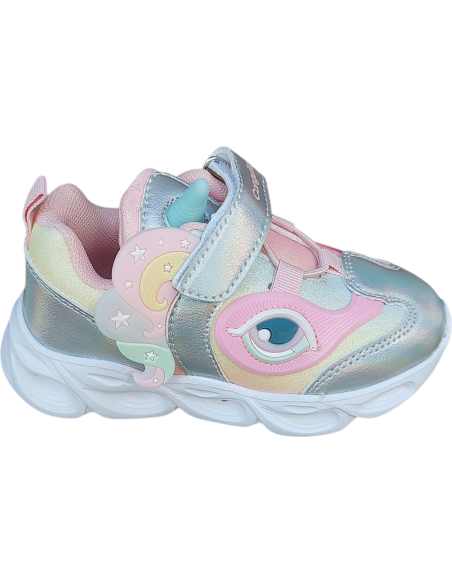 ZAPATILLAS DEPORTIVAS CON LUZ Y UNICORNIO ARCOIRIS