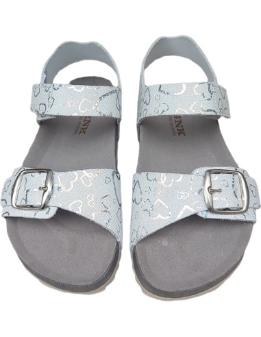 SANDALIAS NIÑA CORAZONES PLATA