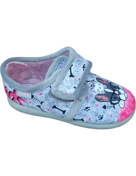 ZAPATILLA DE VELCRO GATITA Y PERRITO